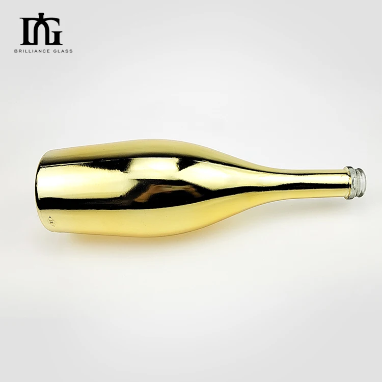 750ml 700ml chrome polished silver gold decorated silk printing liquor alcohol liquor glass bottle Champagne