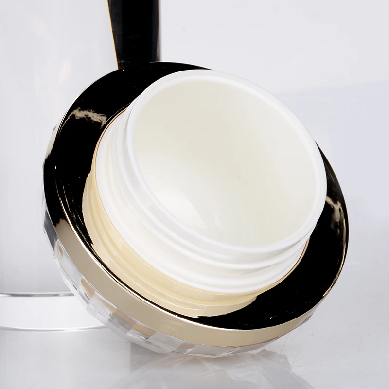 LANGRUN Global Fashion Uv Gel Container Acrylic Pot Cosmetic Jar Acrylic Plastic for Nail Gel Customized Gold 5ml 15ml 30ml 50ml