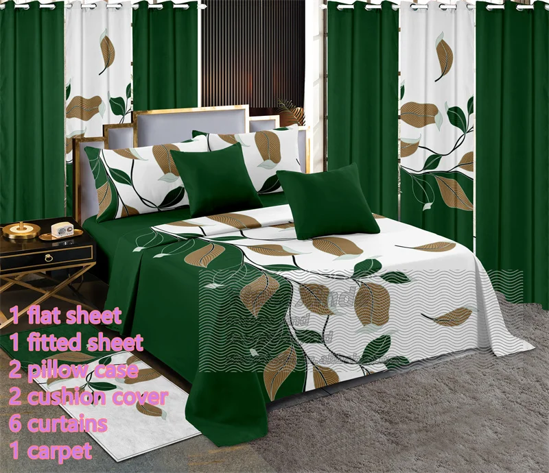 wholesale bed sheet king size 13 pieces bedding set with curtains queen size bedsheets sets