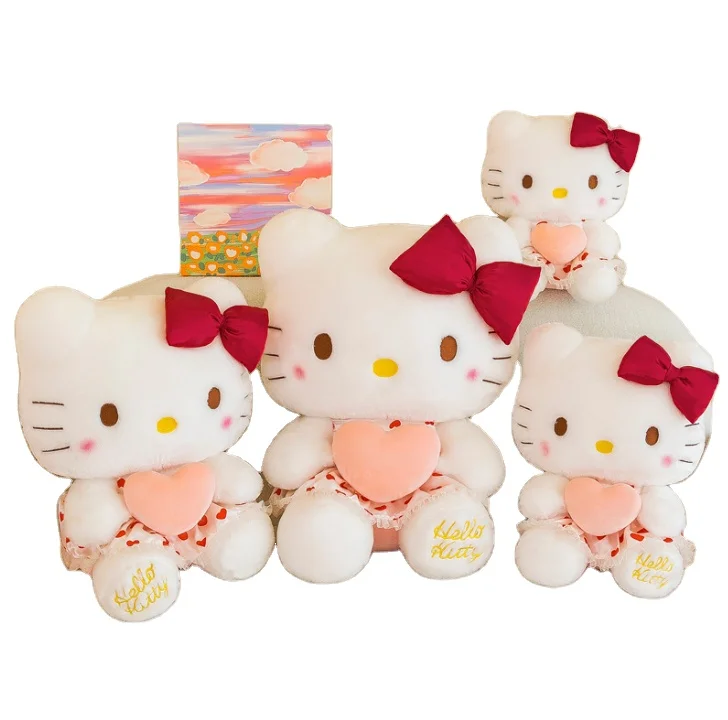 2024 Hot Sale 30cm Cartoon kitty Plush Doll Stuffed Animals kitty plush doll hug heart  Hello cat Stuffed toy