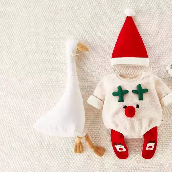 baby Winter clothes long sleeve cotton fabric christmas pajamas baby rompers kids clothing
