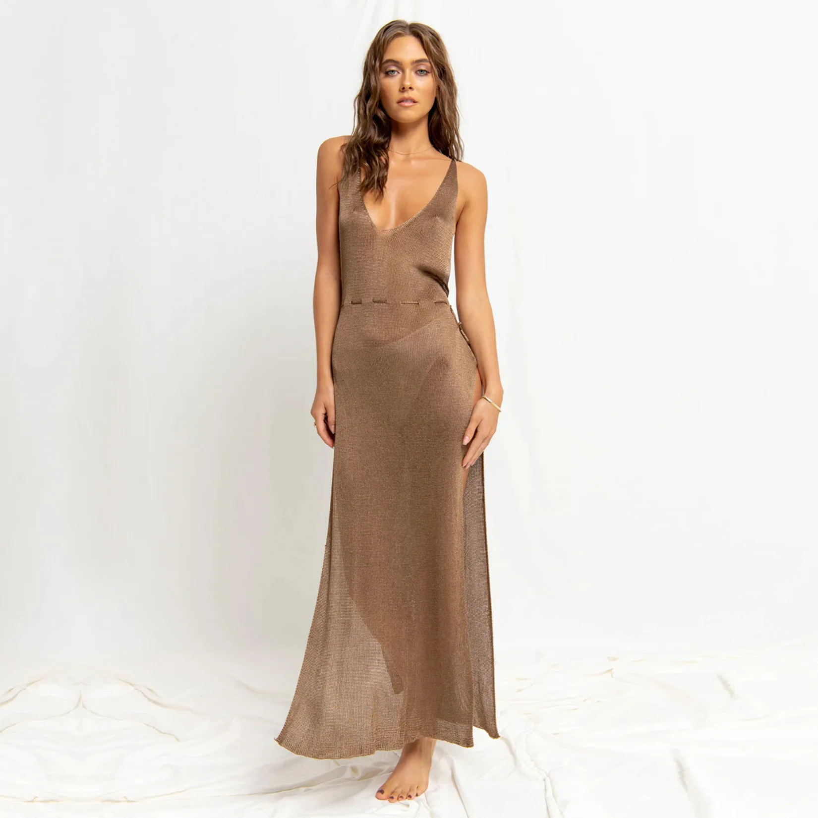 OEM/ODM Custom New Ice Silk Strap Vacation Sexy Plus Size Swimwear Cover Up Beach Dress Casual Dresses Women Skirts