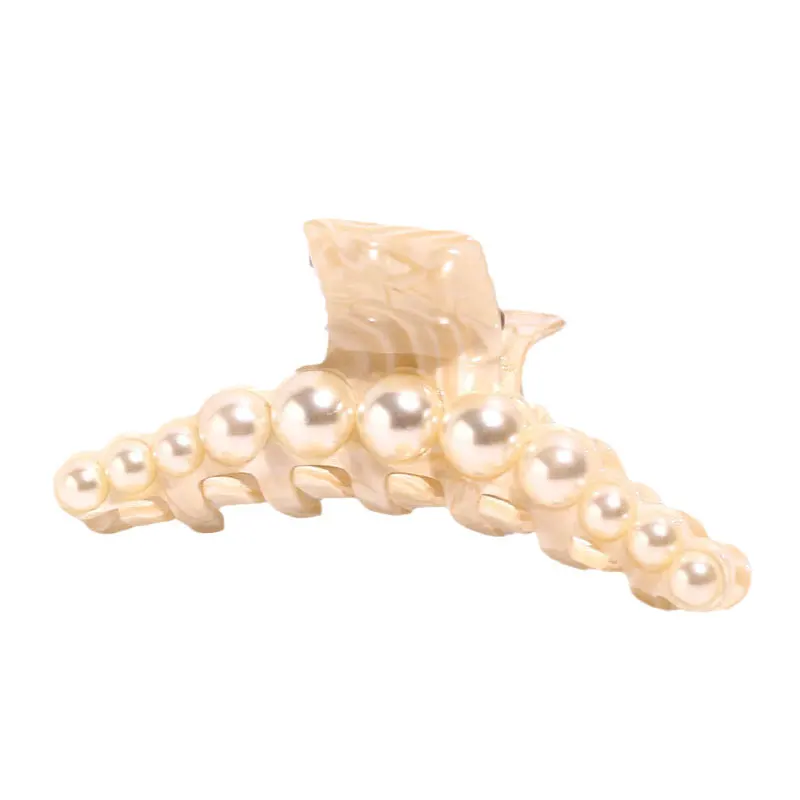 XinMei pearl hair claw clips accessories wholesale white marble hair claw clips flexible non slip women hair claw jaw clips big