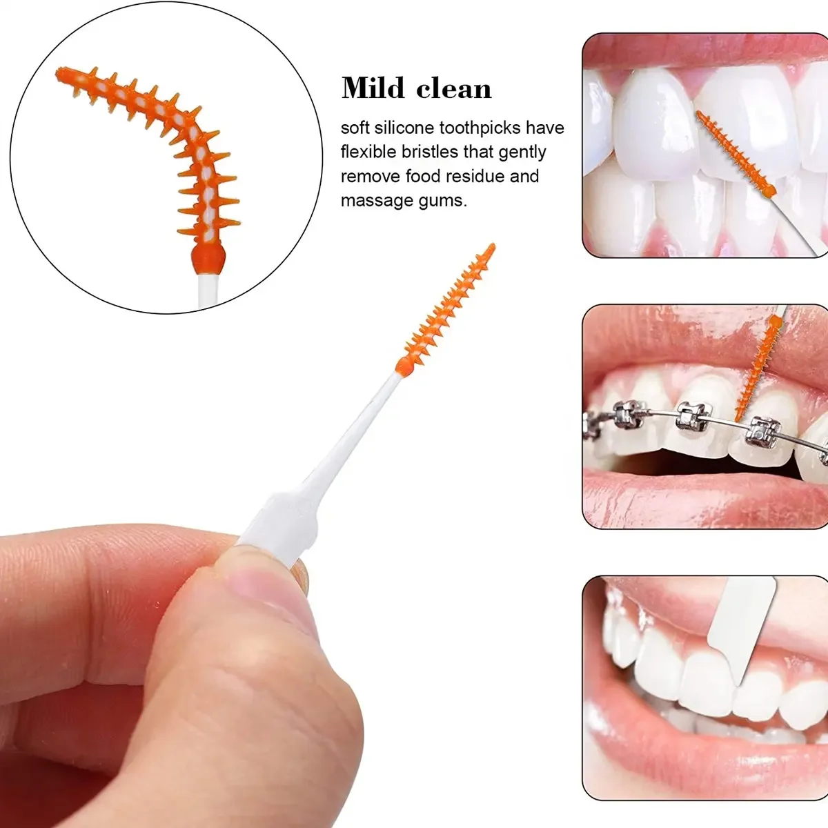 Soft Flexible Nylon Dental Interdental Brush Toothpicks for Effective Teeth Cleaning for Adults Children with Rubber Material