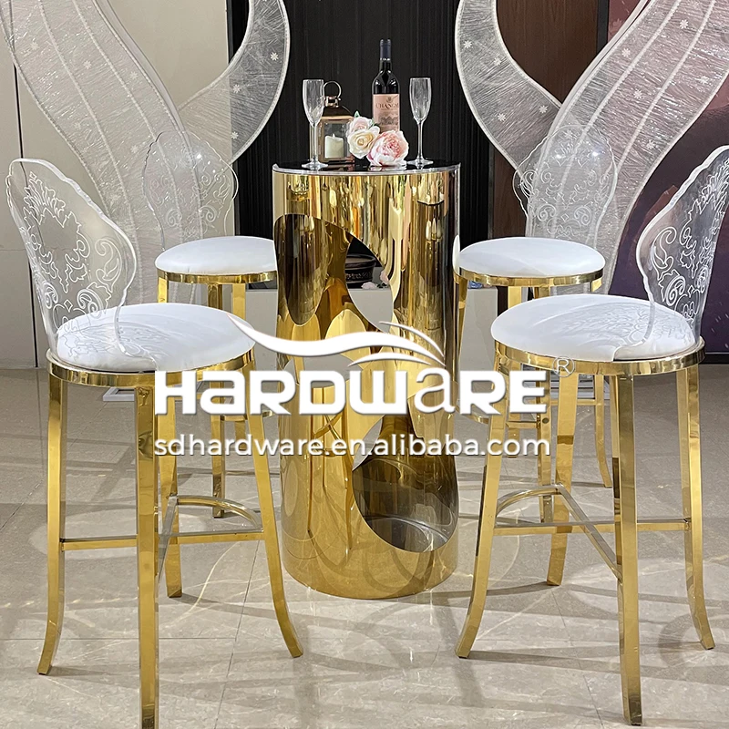 Bar Furniture Unique Design Round Mirror Glass Highboy Bar Table
