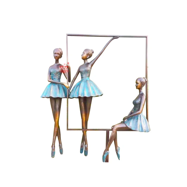 Outdoor garden plaza Street Landscape decoration Design metal art Sculpture bronze Dancing girl Statue