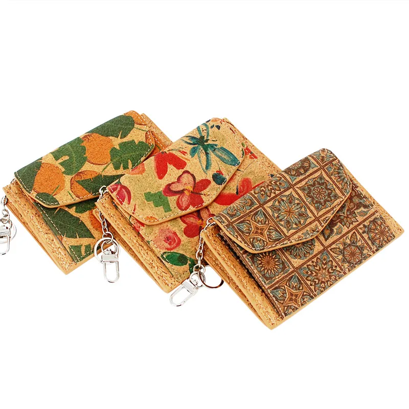 Slim Minimalist Cork Leather Wallets Purse RFID Cork Card Holder Credit Card RFID Wallet for Women