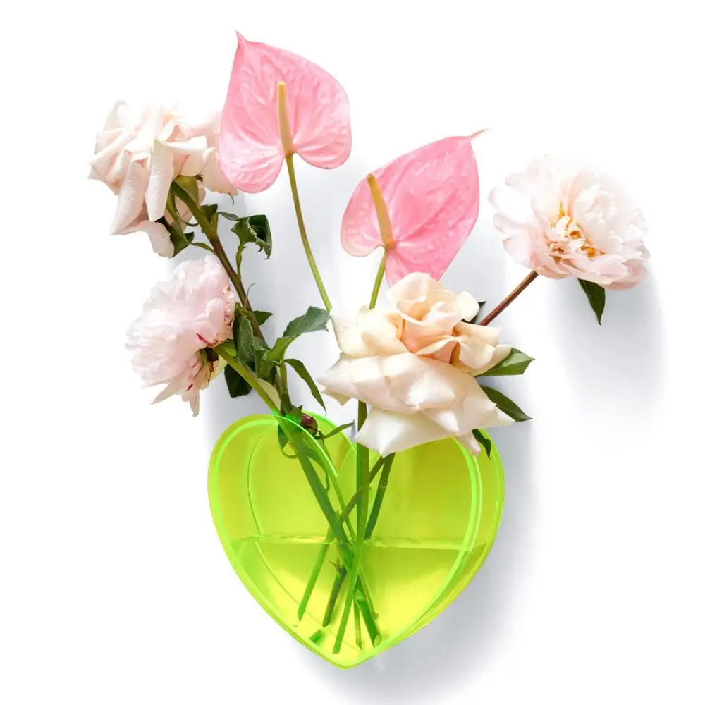 Clear Heart Shape Flower Vase Acrylic Vase Centerpieces