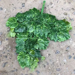 Artificial oak tree branches dual yellow green wine brown Tropical leaves christmas ornament amazon