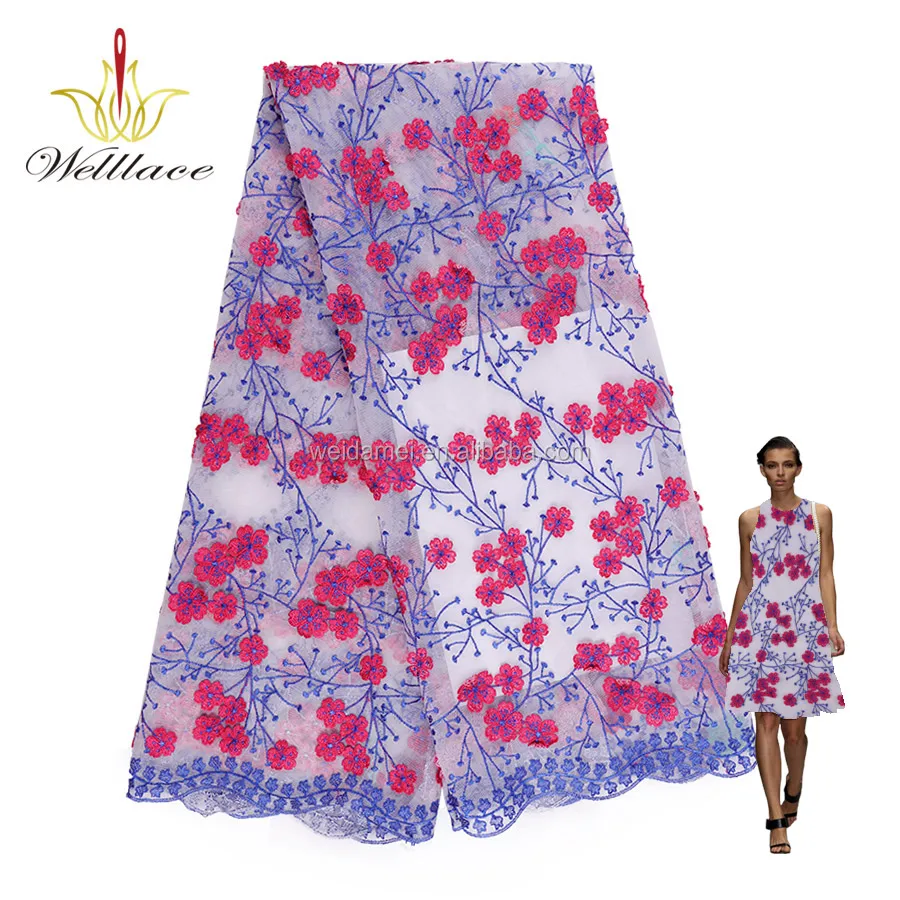 
Soft Swiss Organza Lace Fabric African Net Lace with Flower Pattern Floral French Thin Tulle Lace Fabric 