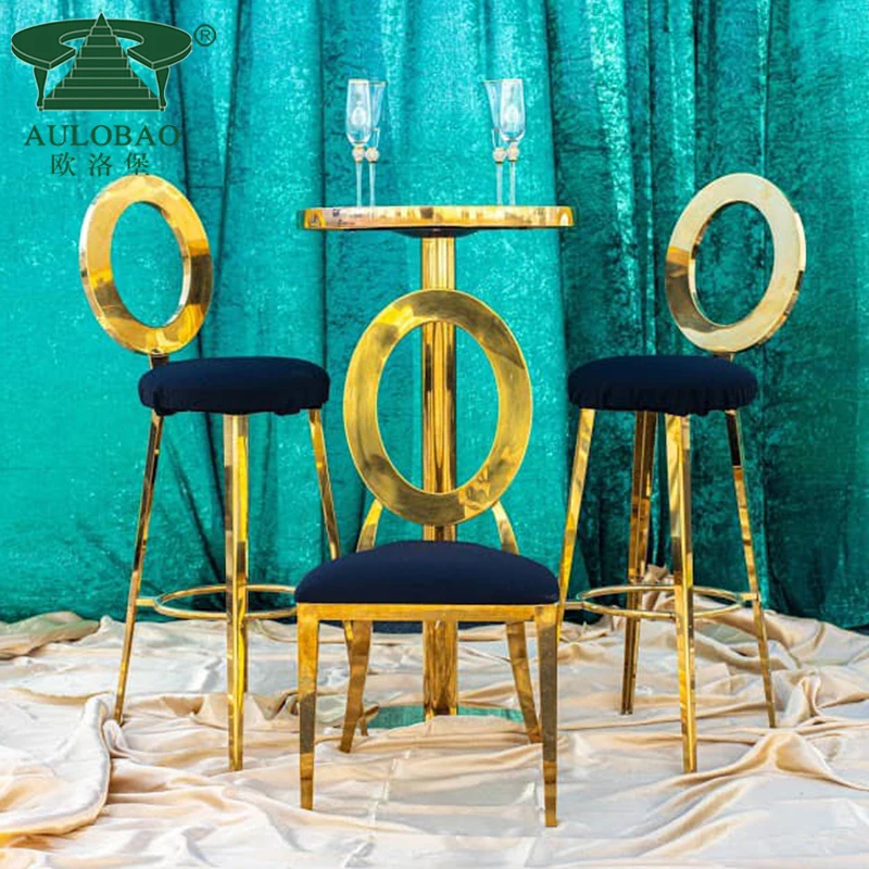 Современный барный стул из нержавеющей стали цвета розового золота с