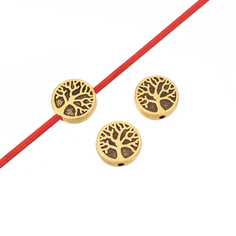 Antique Gold/Silver Life Tree Spacer Beads Charms for DIY Bracelet Jewelry Making Accessories 9mm