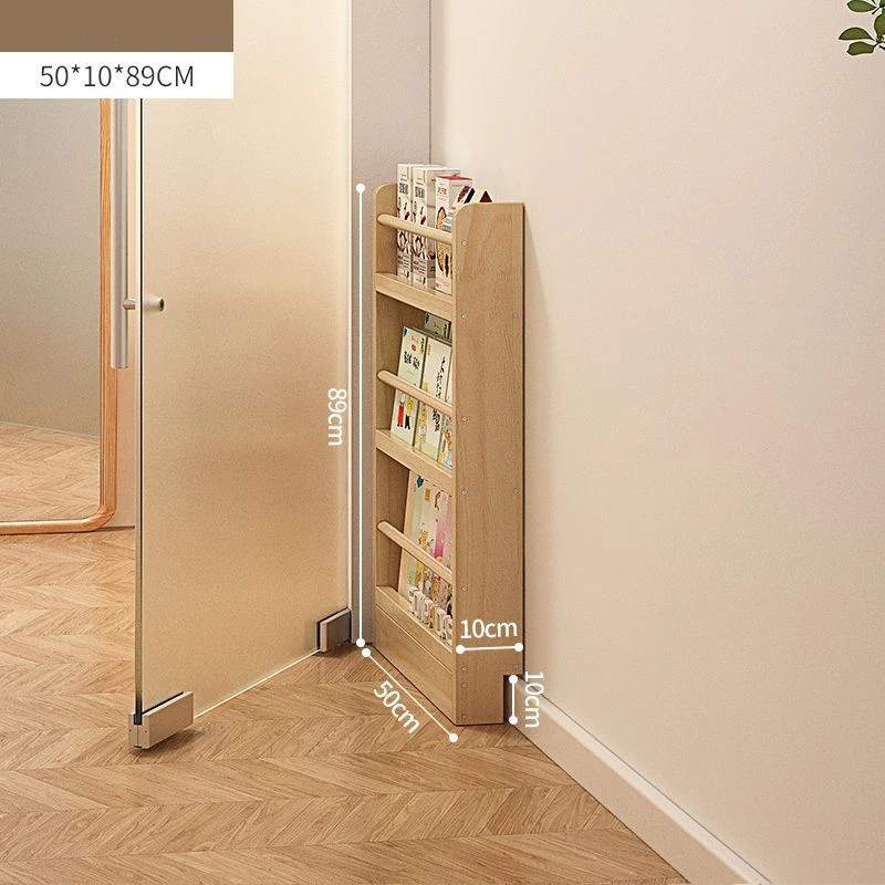 Narrow behind the door solid wood Kid bookshelf Library magazine shelf Bookcase