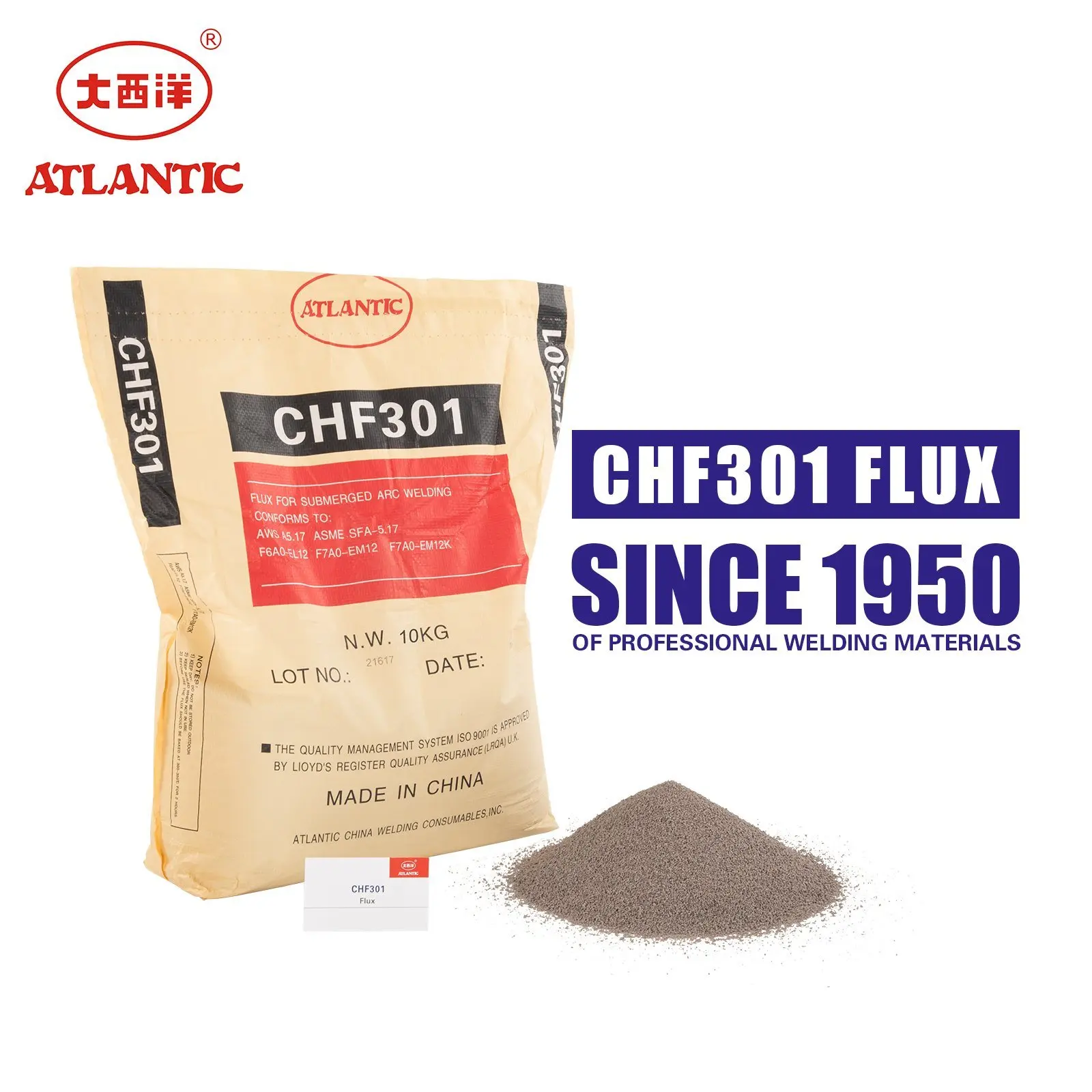 Atlantic Factory Wholesale High Quality CHF301 Cao Sio2 Sintered Flux for Submerged Arc Welding