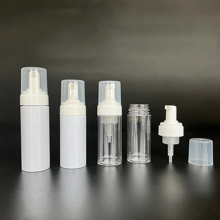 Wholesale 50ml 100ml Clear Dispenser Soap Foam Foaming Pump Bottle with Transparent Caps