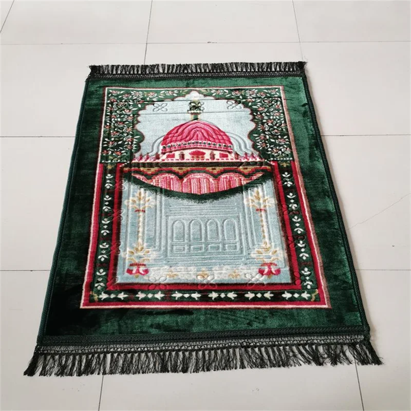 Islamic Mats Muslim Prayer Rug Travel Prayer Rugs Soft Silk Velvet Turkish Prayer Mat Praying Carpet