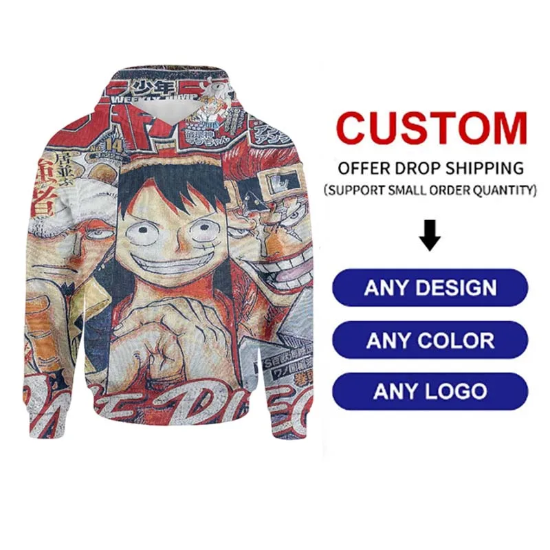 Casual Custom Men Cotton Anime Woven Jacquard Pullover Sweatshirts Hoodies Male Vintage Streetwear Thick Tapestry Hoodie