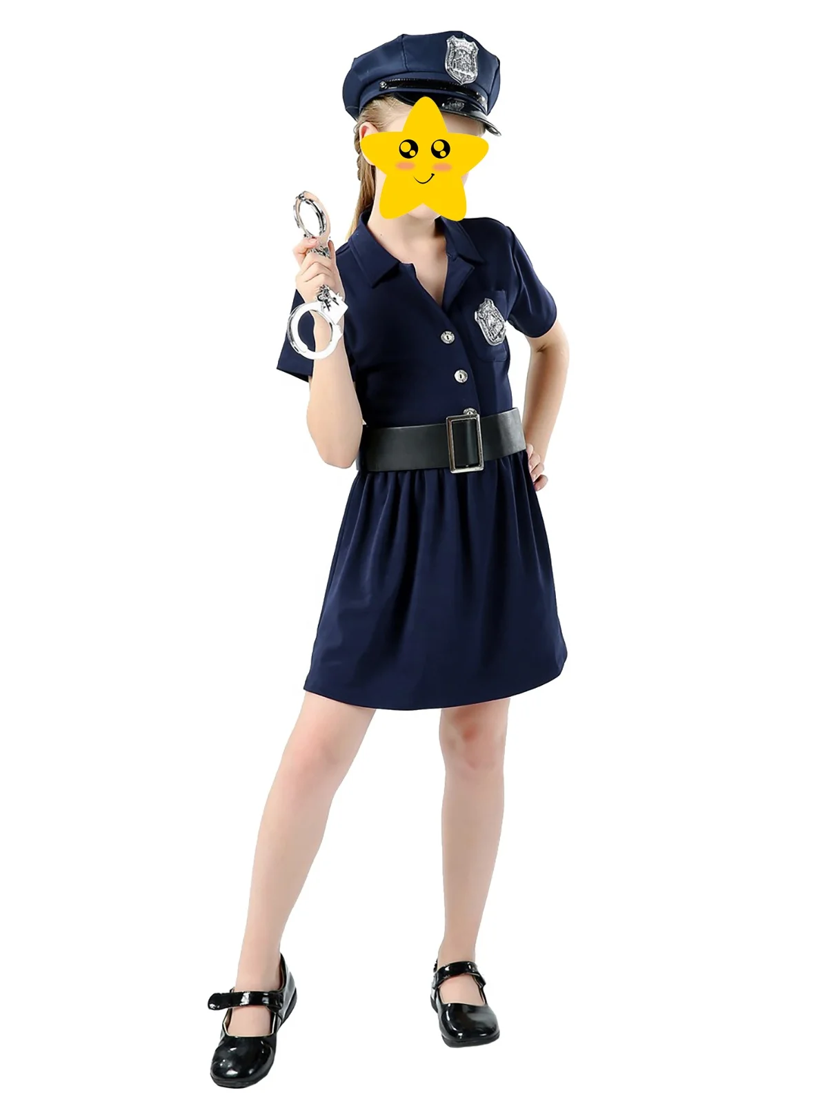 Kids Police Officer Costume Kids Cop Outfit for Halloween Role Play Dress Up