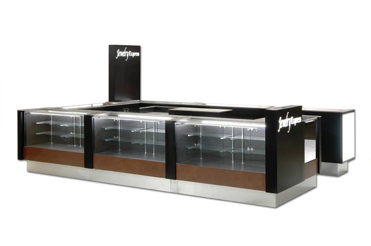 Черный Ювелирный Киоск разработан с витриной ювелирных изделий стеклянная подставка для продажи