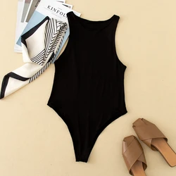 2022 Women Summer Custom Solid Color Romper Sleeveless Casual Slim Jumpsuit Sexy Tank Bodysuit