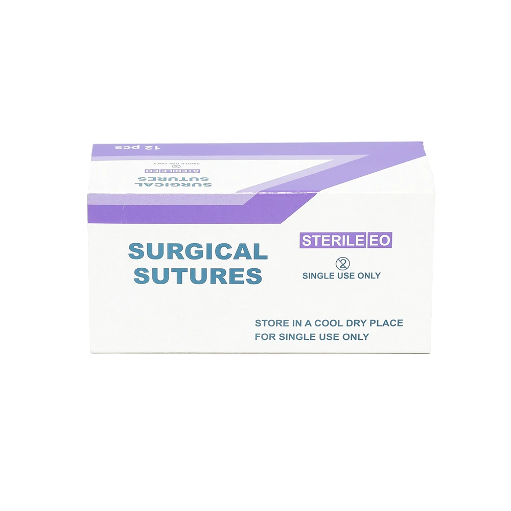 Medical Absorbable Material Disposable Curved Surgical Sutures Thread With Needles