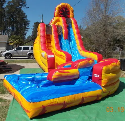 Hot selling large adult size outdoor plastic fire and ice water slide with pool for sale commercial