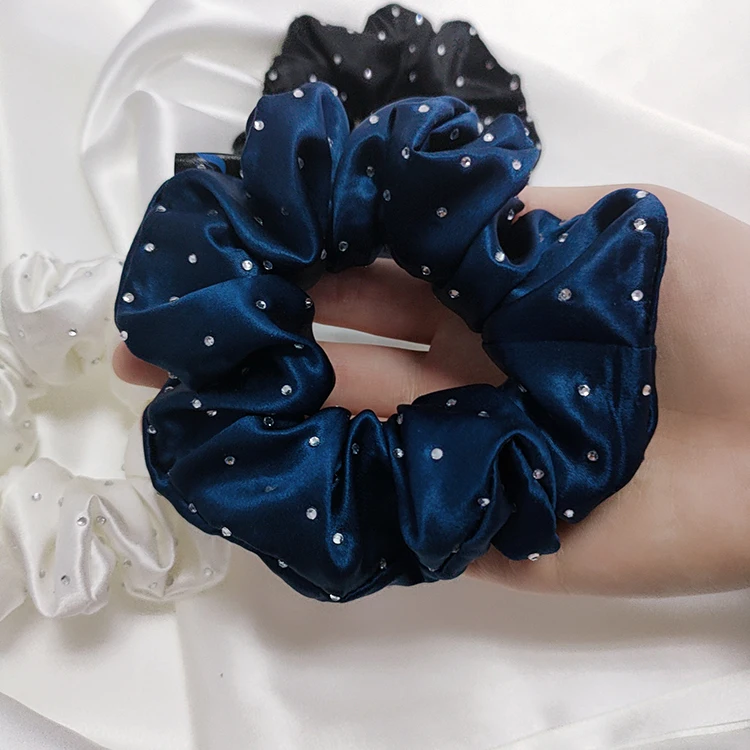 Silk Hair Scrunchies With Crystals 22MM New Fashion Design Silk Hair Ring