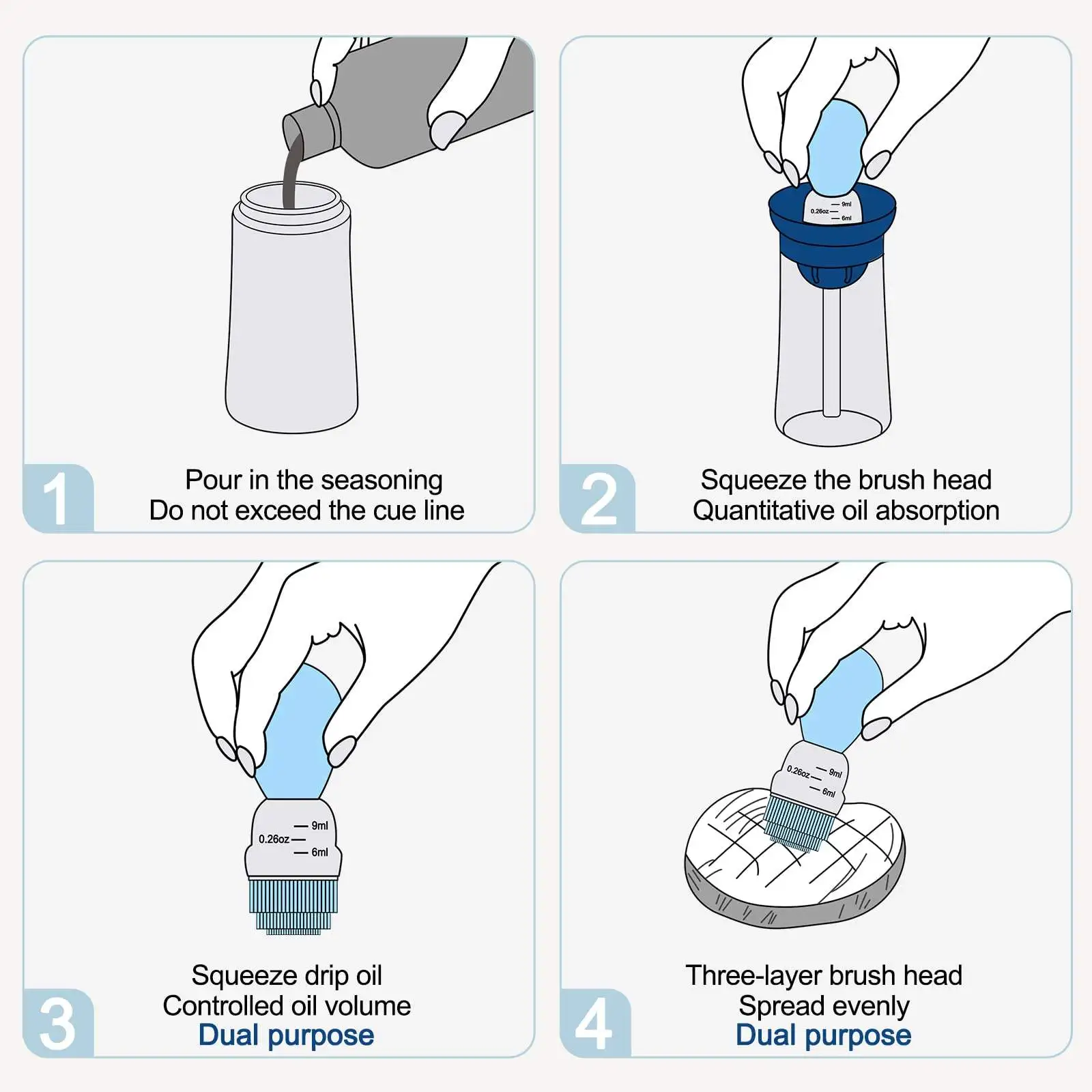 2 IN 1 Oil Spray Bottle Glass Olive Oil Dispenser with Silicone Basting Brush for Cooking Frying Kitchen Vinegar BBQ