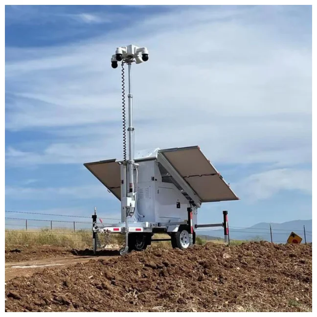 Mobile Solar Monitoring Tower  CCTV Trailer Security Camera Trailer