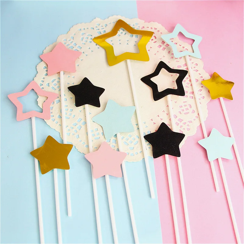 Girls Pretty  Ins Style Birthday Paper Cute Attractive Hollow Five-Pointed Star Shape Baking  Inserts