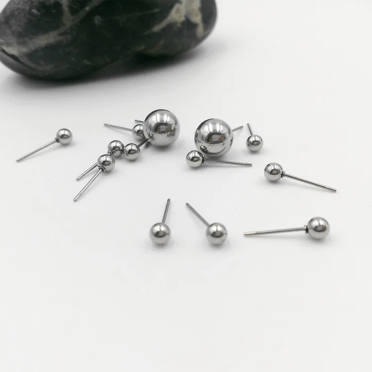 316L Stainless Steel Ball Earrings  DIY Round Bead Earrings Jewelry Finding for Making Earrings  2/3/4/5/6/8mm