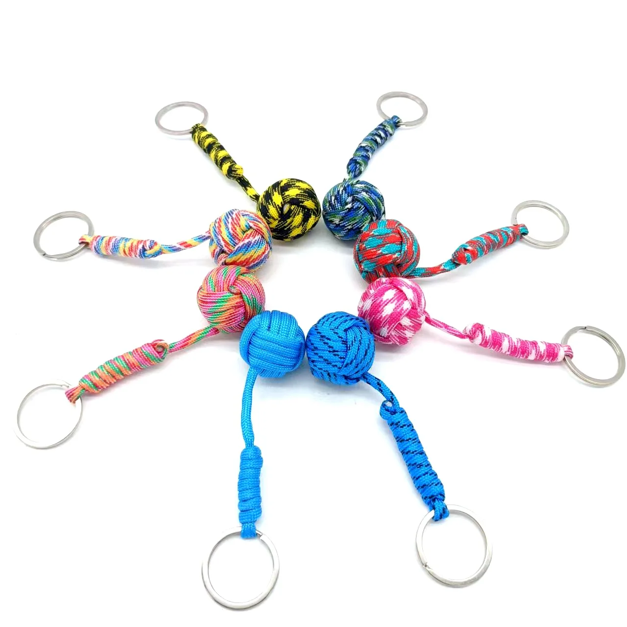 K009 Woven Rope Ball Keychain Lanyard Key Ring Key Chains Outdoors Survival Tool Jewelry