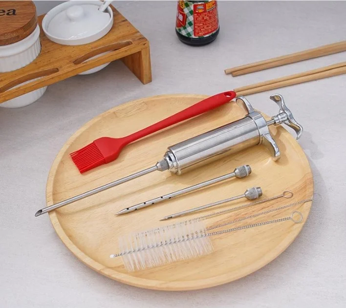 BBQ Accessories set BBQ and Turkey Stainless Steel Meat Injector Syringe