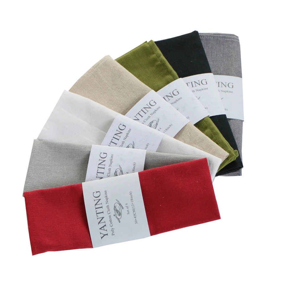 Latest wholesale custom napkins color cloth Polyester cotton table napkin for Home Dinner Restaurant Wedding