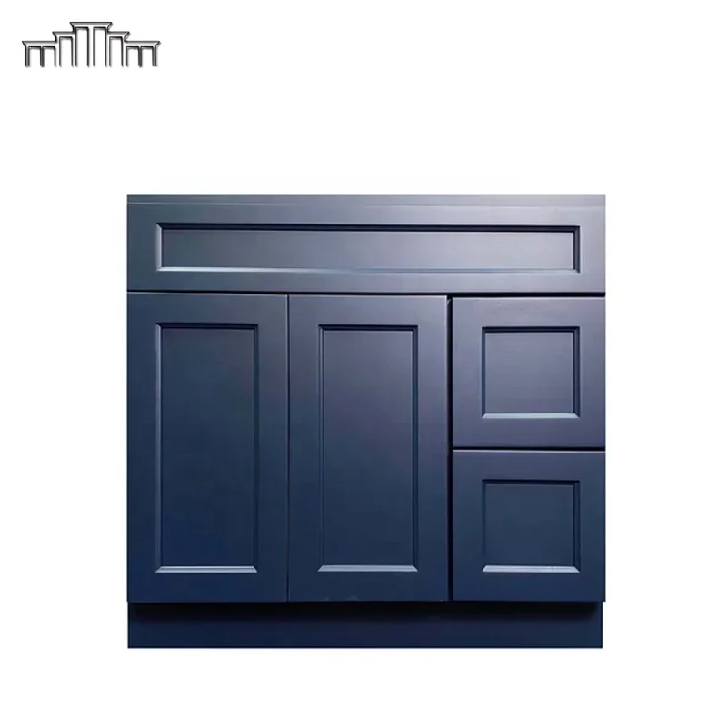 Factory Automatic Production Wholesale Modular Solid Wood MDF Cyber Grey Navy Blue Paint Kitchen Cabinets Unit Modern Furniture