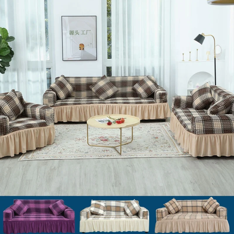 Home Center Bubble sofa cover Universal High Stretch Durable Furniture Protector Spanx Sofas Cover Slipcover with Skirt