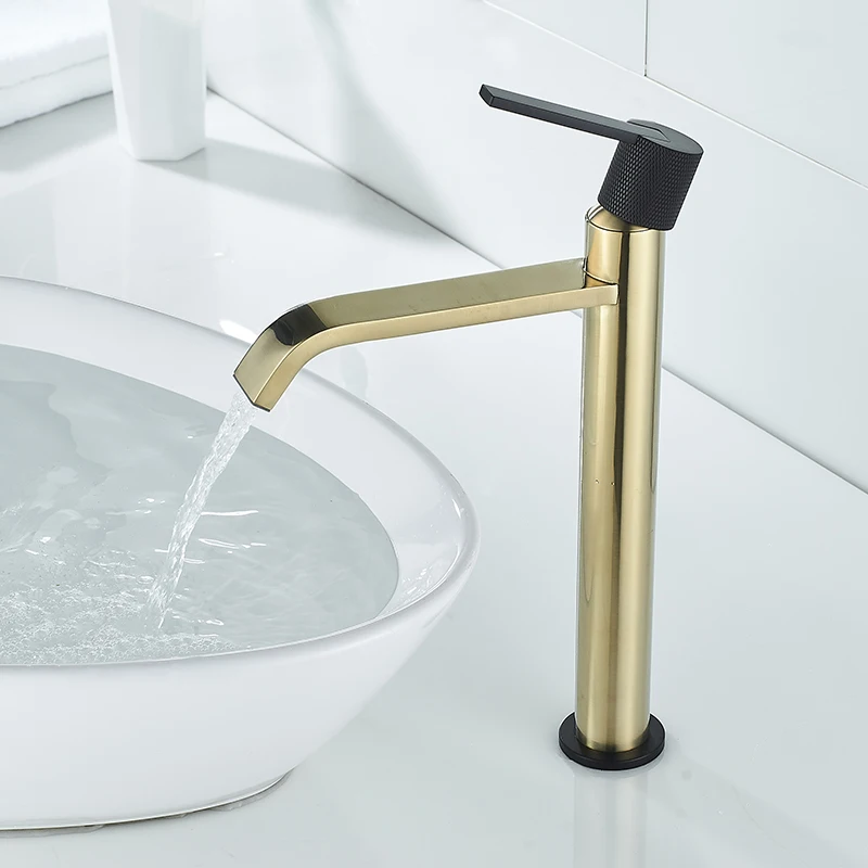 Momali  contemporary gold luxury faucets bathroom single handle high basin faucet free adjustment of hot and cold water taps