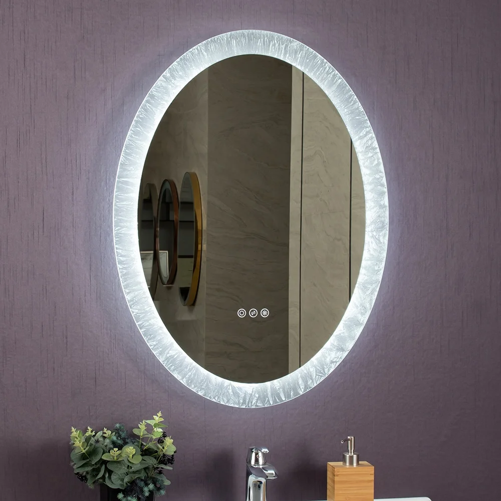 Factory Wholesale Modern Luxury Home Decor Living Room Furniture Mirror LED Lighted Decorative Wall Oval Mirror