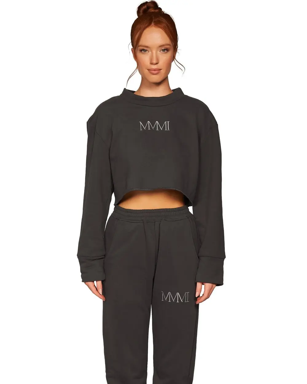 Autumn Winter Breathable custom long-sleeved tops short sweatshirts and trousers two-piece ladies suit jogger sets