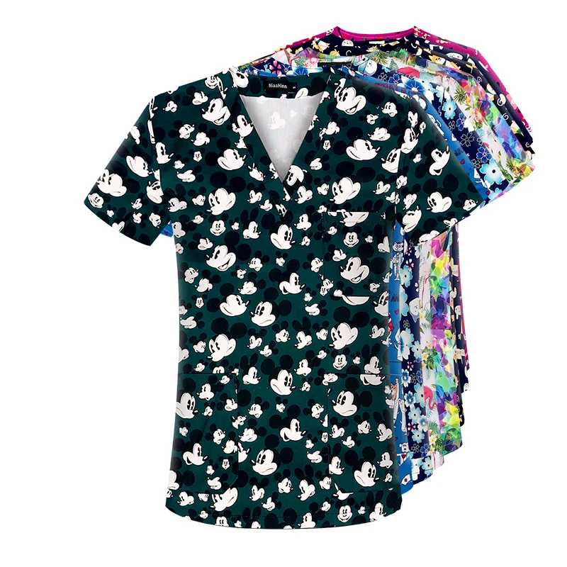 2022 Surgical Uniforms Pharmacy Hospital Scrubs Tops Breathable Beauty Salon Nurses Dress Uniform