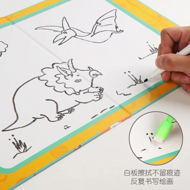 Wooden Jigsaw Puzzles Magnetic Doodle Puzzles Dinosaur Mix and Match Game STEM Fine Motor Skill Activity Puzzle for Kids