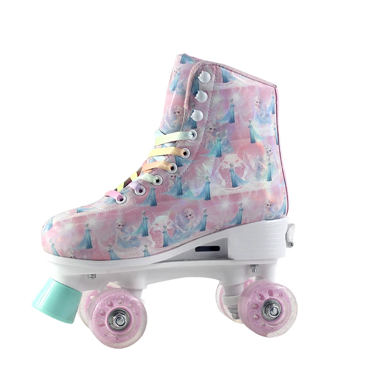 Womens and Girls Rollerskates Adult Size Adjustable Women Quad Roller Skates with High Heel