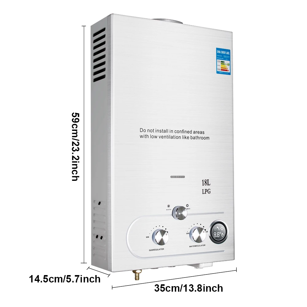 18L Tankless LPG Propane Gas Hot Water Heater Instant Boiler Bathroom Shower