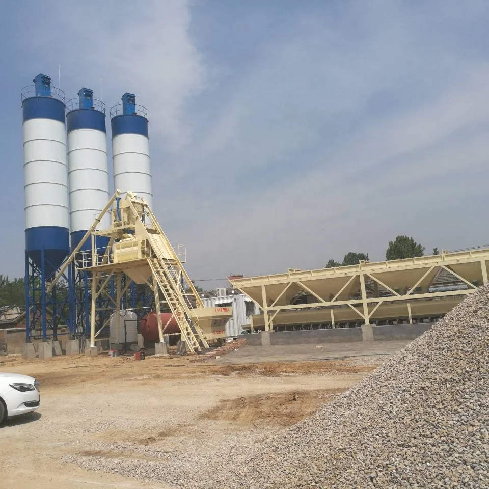 High Quality best price cement 75m3/h small concrete batching plant in Myanmar factory