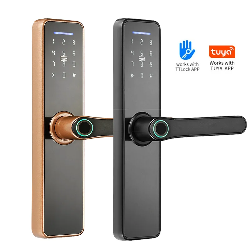 Лучший Умный Замок Tuya для домашней квартиры электронный цифровой биометрический дверной замок со сканером отпечатков пальцев