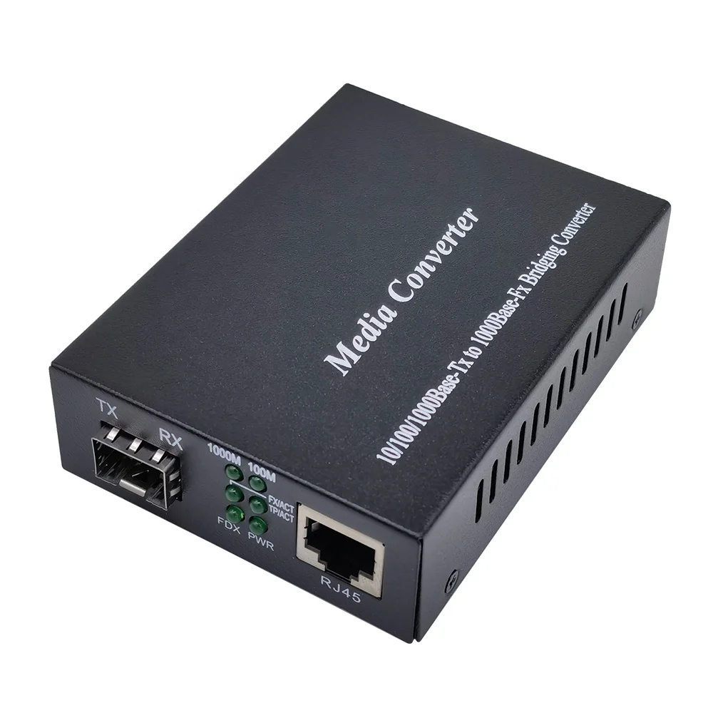 10/100/1000Base-T RJ45 to 1000Base-X SFP Slot Gigabit SFP to RJ45 Fiber Media Converter