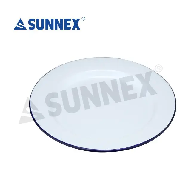 Sunnex оптовая продажа белая Круглая стальная эмалированная металлическая тарелка для супа с индивидуальным принтом обеденная кемпинга