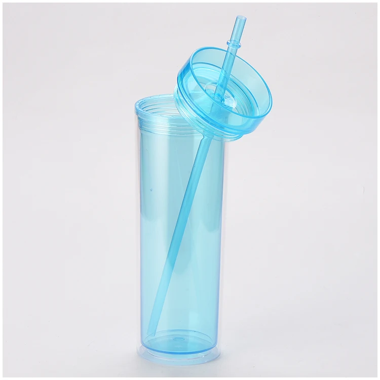 
Double Wall Plastic Frosted Travel Tumbler with Lid and Straw 