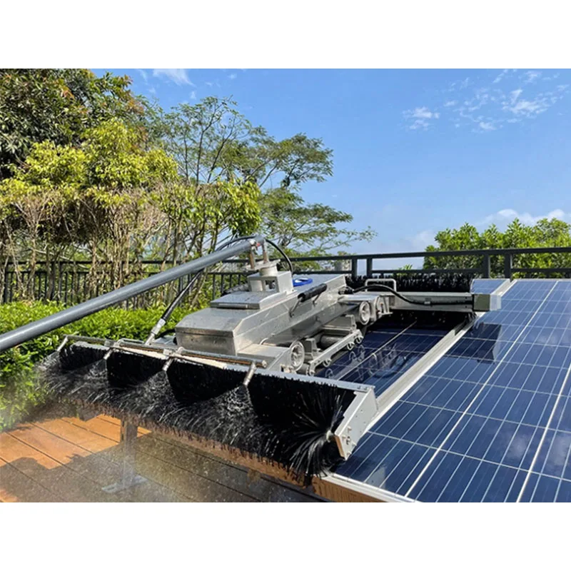 Latest Autonomous Ai Detective Navigation Roof Electric Extendable Rotating Brush Solar Panels Cleaning Equipment