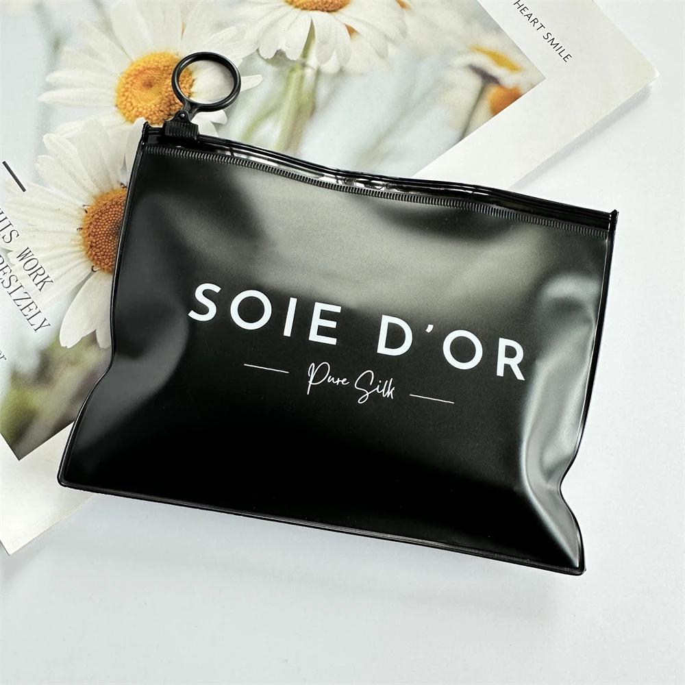 Factory price customization black poly PVC ziplock bag small reusable pouch plastic zip packaging bag with logo